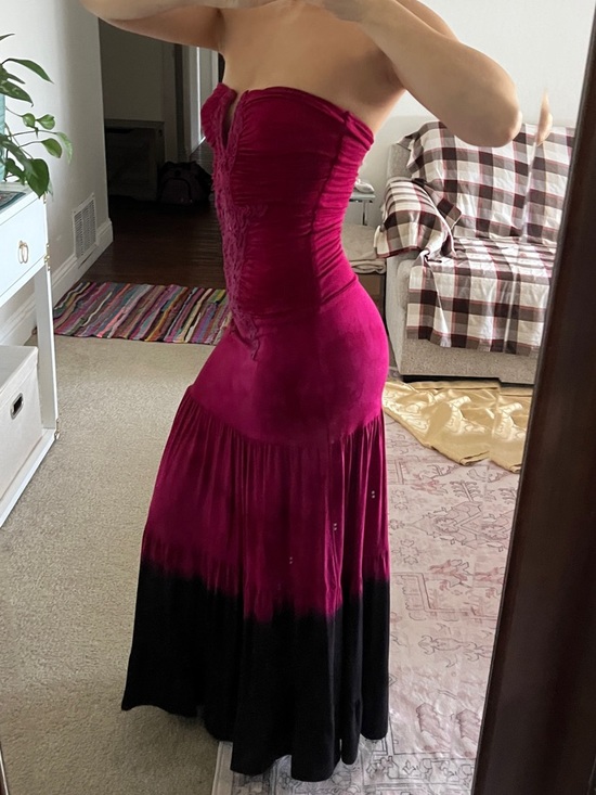 Sky Dresses & Skirts - Sky Strapless Fuchsia to Black Ombre Maxi Dress with Lace Detail
